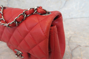 CHANEL/シャネル ミニマトラッセシングルフラップチェーンショルダーバッグ ラムスキン レッド/シルバー金具 ショルダーバッグ 700050239