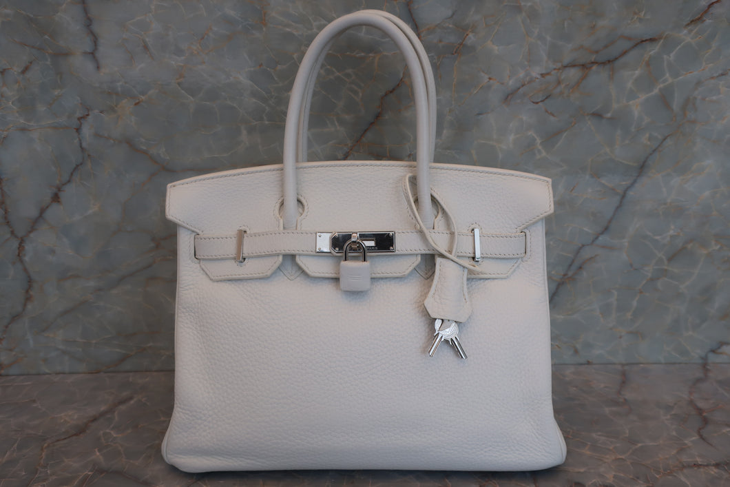 HERMES／エルメス バーキン30 トリヨンクレマンス ホワイト □M刻印 ハンドバッグ 700040161
