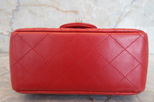 CHANEL/シャネル ミニマトラッセシングルフラップチェーンショルダーバッグ ラムスキン レッド/シルバー金具 ショルダーバッグ 700050239