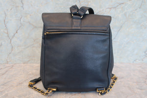 CHANEL/シャネル ココマークチェーンリュック キャビアスキン ネイビー/ゴールド金具 リュック 700090069