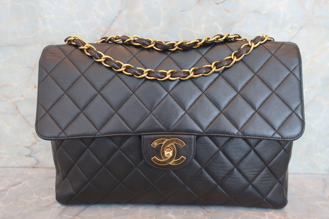 CHANEL/シャネル 中マトラッセシングルフラップチェーンショルダーバッグ ラムスキン ブラック/ゴールド金具 ショルダーバッグ 700060245