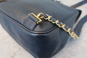 CHANEL/シャネル ココマークチェーンリュック キャビアスキン ネイビー/ゴールド金具 リュック 700090069