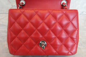 CHANEL/シャネル ミニマトラッセシングルフラップチェーンショルダーバッグ ラムスキン レッド/シルバー金具 ショルダーバッグ 700050239