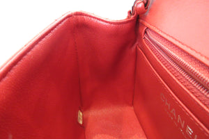 CHANEL/シャネル ミニマトラッセシングルフラップチェーンショルダーバッグ ラムスキン レッド/シルバー金具 ショルダーバッグ 700050239
