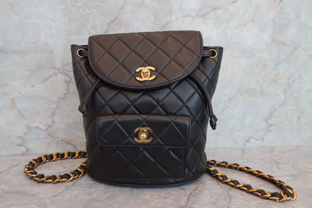 CHANEL/シャネル マトラッセチェーンリュック ラムスキン ブラック/ゴールド金具 リュック 700060267