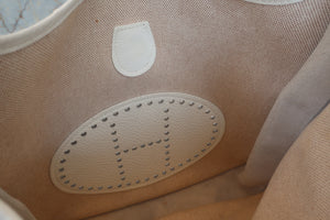 HERMES／エルメス エブリン1GM トワルアッシュ/トリヨンクレマンス ベージュ/ホワイト □H刻印 ショルダーバッグ 700050081