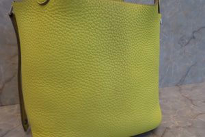 HERMES PICOTIN LOCK PM Clemence leather Lime Y Engraving Hand bag 600120016