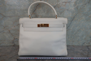 HERMES／エルメス ケリー28 ヴォーガリバー ホワイト 〇R刻印 ハンドバッグ 700040113