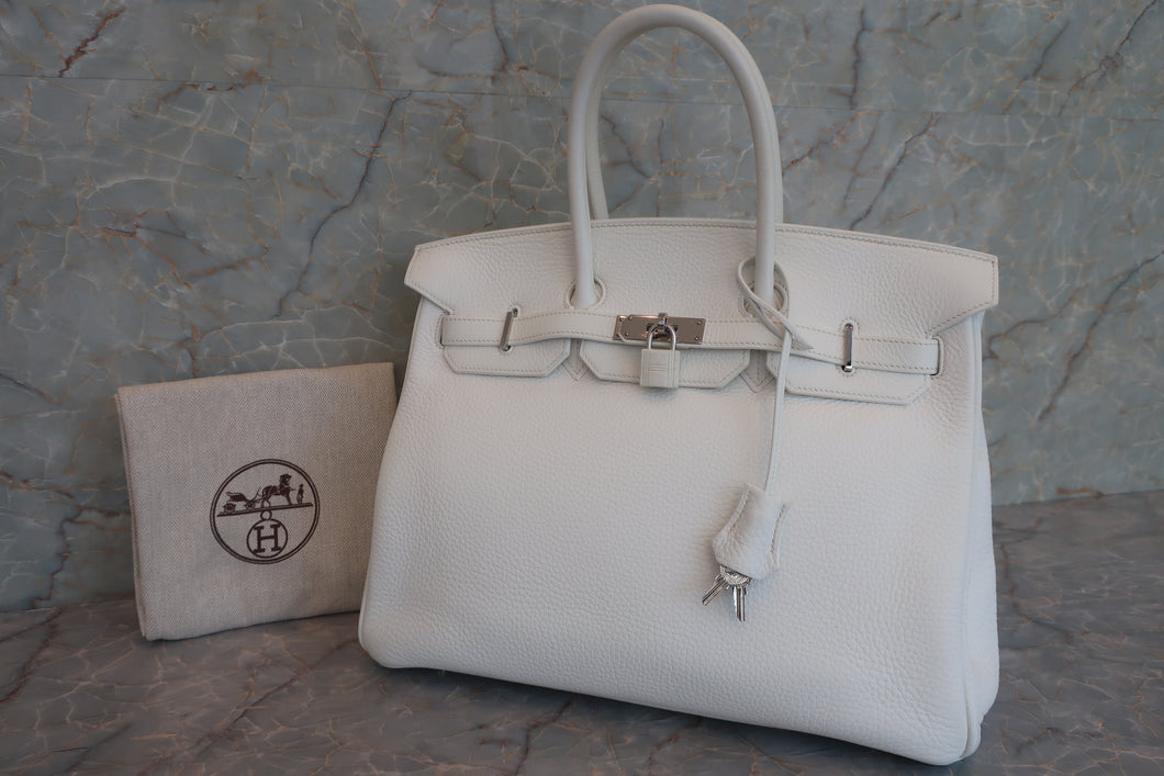 HERMES BIRKIN 35 Clemence leather White □H Engraving Hand bag 600090147