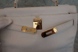 HERMES／エルメス ケリー28 ヴォーガリバー ホワイト 〇R刻印 ハンドバッグ 700040113