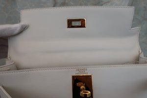 HERMES／エルメス ケリー28 ヴォーガリバー ホワイト 〇R刻印 ハンドバッグ 700040113