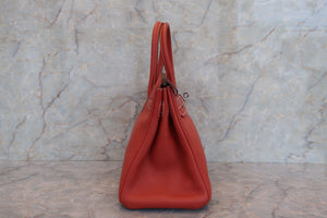 HERMES／エルメス バーキン30 トリヨンクレマンス サンギーヌ/ホワイト ハンドバッグ 700060224