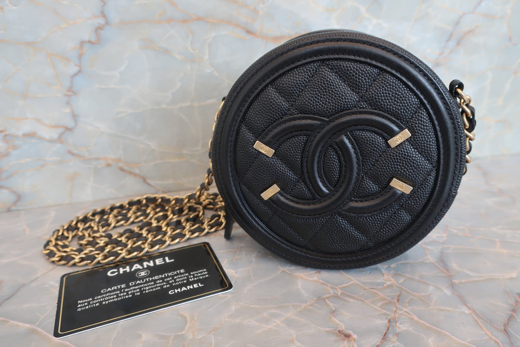 CHANEL/シャネル ココマークラウンドチェーンショルダーバッグ キャビアスキン ブラック/ゴールド金具 ショルダーバッグ 700050165