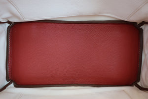 HERMES／エルメス バーキン30 トリヨンクレマンス サンギーヌ/ホワイト ハンドバッグ 700060224