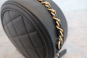 CHANEL/シャネル ココマークラウンドチェーンショルダーバッグ キャビアスキン ブラック/ゴールド金具 ショルダーバッグ 700050165