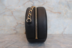 CHANEL/シャネル ココマークラウンドチェーンショルダーバッグ キャビアスキン ブラック/ゴールド金具 ショルダーバッグ 700050165
