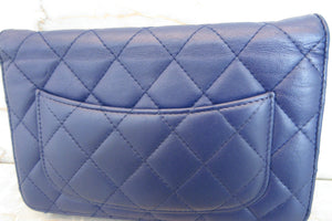 CHANEL/シャネル マトラッセチェーンウォレット ラムスキン ブルー/シルバー金具 ショルダーバッグ 700050210
