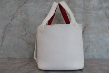 将图片加载到图库查看器，HERMES PICOTIN PM Bi-color Clemence leather/Chevre myzore goatskim White/Red □J刻印 Hand bag 600090133
