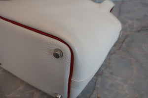 HERMES PICOTIN PM Bi-color Clemence leather/Chevre myzore goatskim White/Red □J刻印 Hand bag 600090133