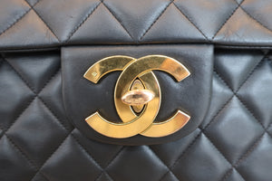 CHANEL/シャネル デカマトラッセシングルフラップチェーンショルダーバッグ ラムスキン ブラック/ゴールド金具 ショルダーバッグ 600100156