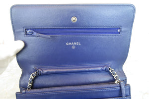 CHANEL/シャネル マトラッセチェーンウォレット ラムスキン ブルー/シルバー金具 ショルダーバッグ 700050210