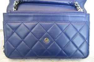 CHANEL/シャネル マトラッセチェーンウォレット ラムスキン ブルー/シルバー金具 ショルダーバッグ 700050210