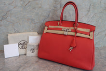 Load image into Gallery viewer, HERMES BIRKIN 35 Clemence leather Rouge pivoine □R Engraving Hand bag 600090127
