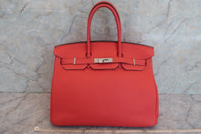 Load image into Gallery viewer, HERMES BIRKIN 35 Clemence leather Rouge pivoine □R Engraving Hand bag 600090127
