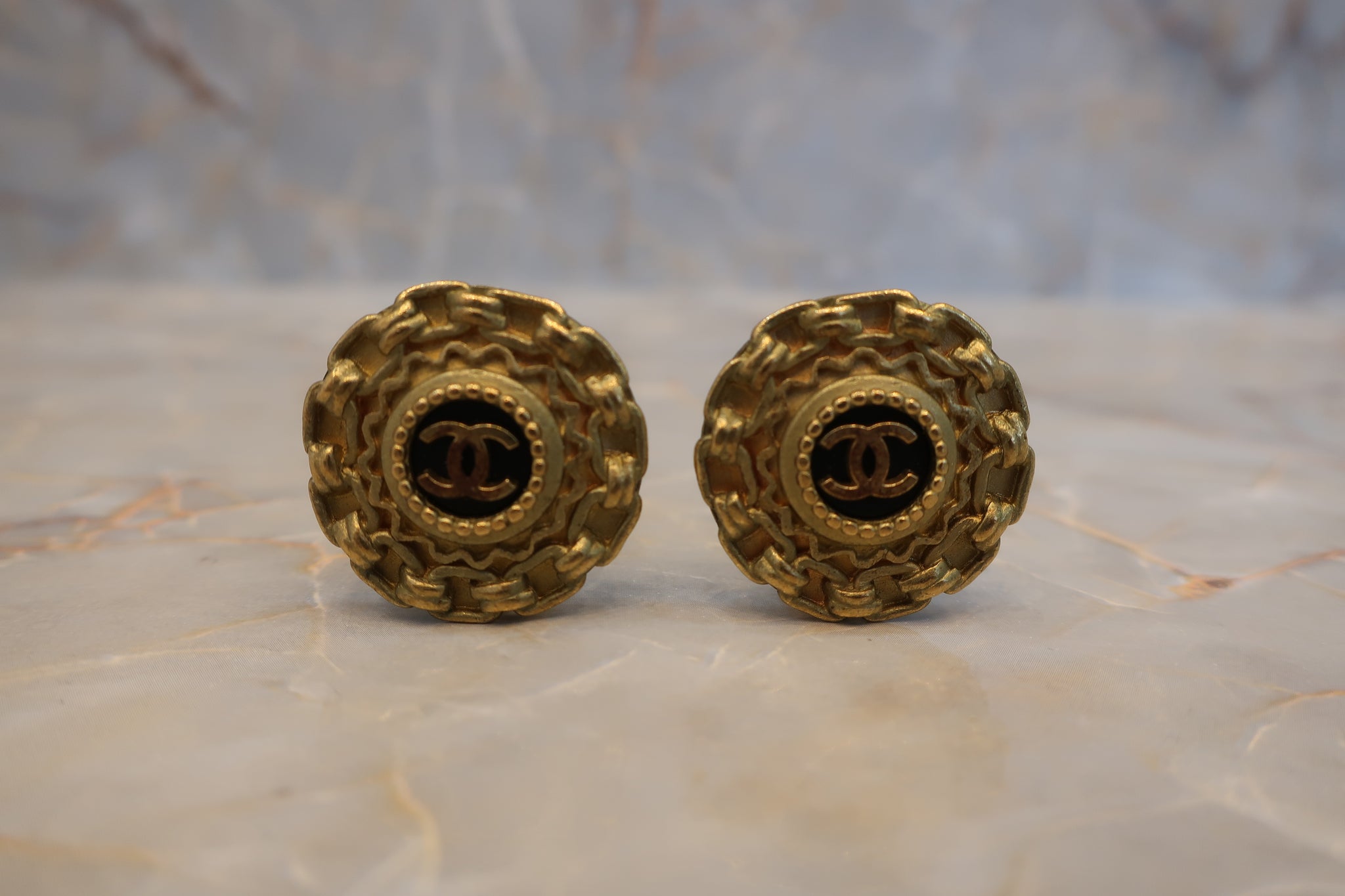 Chanel Gold Circle CC Logo Faux Crystal Stud Earrings – Madison Avenue  Couture