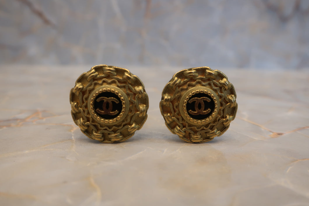 CHANEL CC mark round earring Gold plate Gold Earring 500060009