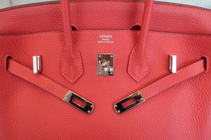 HERMES BIRKIN 25 Togo leather Rouge pivoine T刻印 Hand bag 600080084