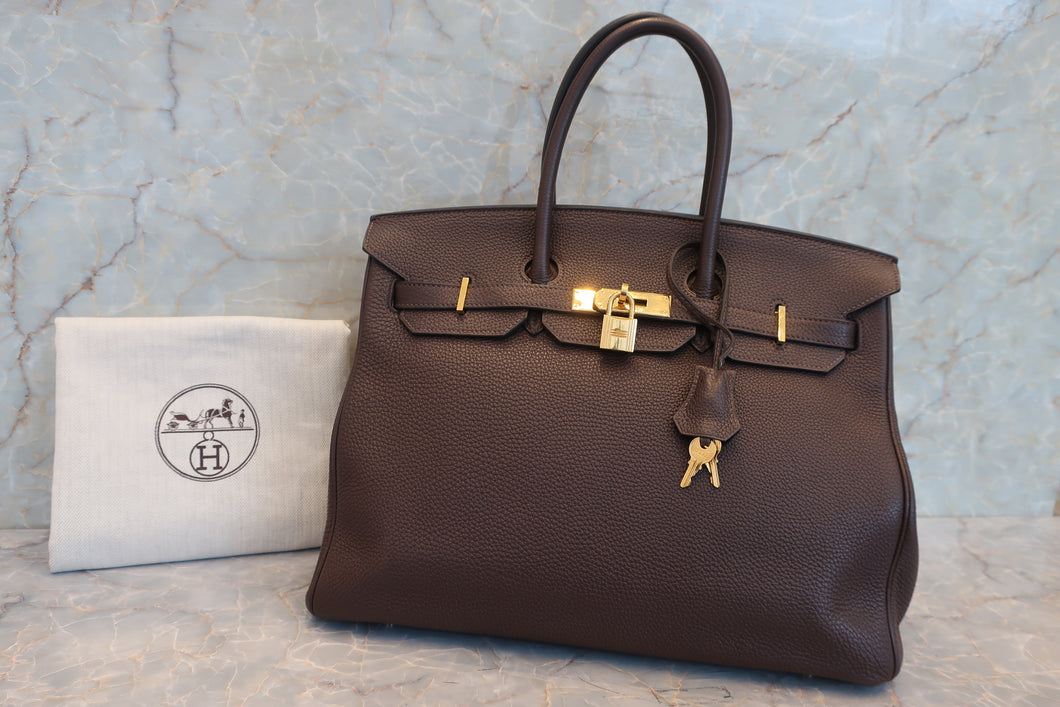 HERMES／エルメス バーキン35 トリヨンクレマンス ショコラ □L刻印 ハンドバッグ 700060264