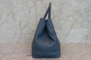 HERMES  GARDEN PARTY PM Negonda leather Blue tempete □R Engraving Tote bag 700060010