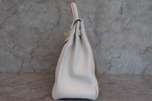 HERMES KELLY 35 Gulliver leather/Toile officier White/Brown 〇U Engraving Shoulder bag 600090122