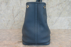 HERMES  GARDEN PARTY PM Negonda leather Blue tempete □R Engraving Tote bag 700060010