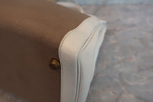 将图片加载到图库查看器，HERMES KELLY 35 Gulliver leather/Toile officier White/Brown 〇U刻印 Shoulder bag 600090122
