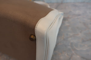 HERMES KELLY 35 Gulliver leather/Toile officier White/Brown 〇U刻印 Shoulder bag 600090122