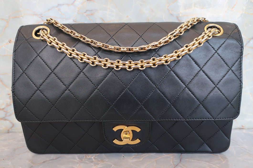 CHANEL/シャネル マトラッセWフラップチェーンショルダーバッグ ラムスキン ブラック/ゴールド金具 ショルダーバッグ 700090047