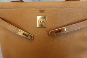 HERMES KELLY 35 Ardennes leather Natural □A Engraving Shoulder bag 500120009