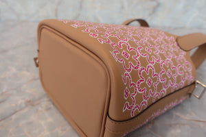 HERMES PICOTIN LOCK Micro（micro） Lucky Daisy Swift leather Chai/Pink/White U Engraving Hand bag 600080061