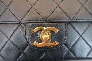 CHANEL/シャネル マトラッセWフラップチェーンショルダーバッグ ラムスキン ブラック/ゴールド金具 ショルダーバッグ 700090047