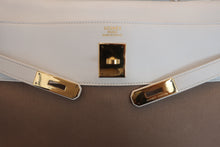 将图片加载到图库查看器，HERMES KELLY 35 Gulliver leather/Toile officier White/Brown 〇U刻印 Shoulder bag 600090122
