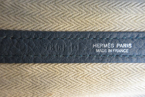 HERMES  GARDEN PARTY PM Negonda leather Blue tempete □R Engraving Tote bag 700060010