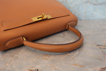 将图片加载到图库查看器，HERMES KELLY 28 Graine Couchevel leather Natural 〇R刻印 Hand bag 800080005
