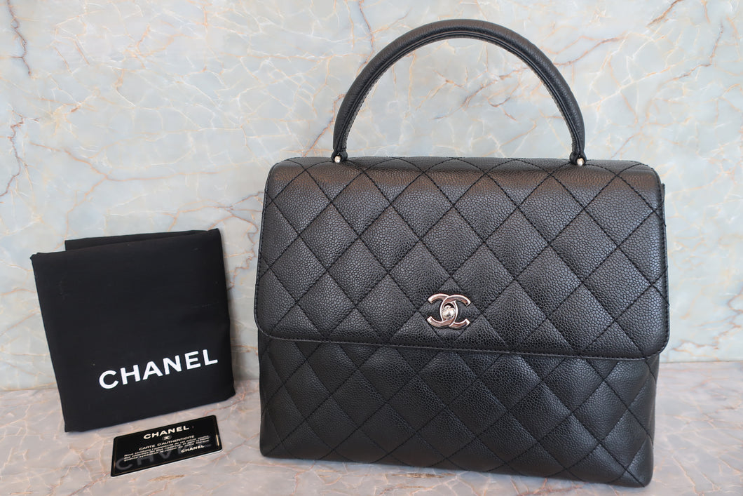 CHANEL/シャネル マトラッセ台形ハンドバッグ キャビアスキン ブラック/シルバー金具 ハンドバッグ 700090071
