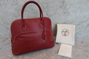 HERMES BOLIDE RELAX 35 Sikkim leather Rouge H □Q刻印 Hand bag 600050168