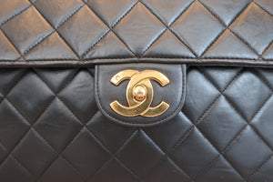 CHANEL/シャネル 中マトラッセシングルフラップチェーンショルダーバッグ ラムスキン ブラック/ゴールド金具 ショルダーバッグ 600100063