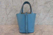 Load image into Gallery viewer, HERMES PICOTIN PM Clemence leather Blue jean □E Engraving Hand bag 700050162
