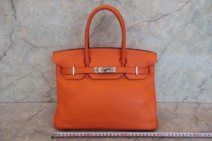 HERMES BIRKIN 30 Clemence leather Orange □H Engraving Hand bag 700100094