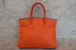 HERMES BIRKIN 30 Clemence leather Orange □H Engraving Hand bag 700100094